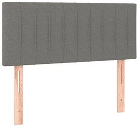 vidaXL Κρεβάτι Boxspring με Στρώμα &amp; LED Σκ.Γκρι 90x200 εκ. Υφασμάτινο