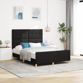 vidaXL Κρεβάτι Μαύρο 140x200 εκ. Υφάσμα