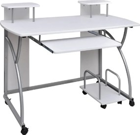 vidaXL Γραφείο Υπολογιστή Λευκό 110 x 52 x 88,5 εκ. Επεξεργασμένο Ξύλο