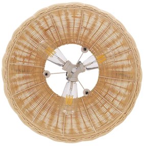 GloboStar DE LA MER 01624 Vintage Κρεμαστό Φωτιστικό Οροφής Τρίφωτο 3 x E27 Καφέ Ξύλινο Μπαμπού Φ45 x Υ24cm