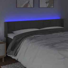 Κεφαλάρι Κρεβατιού LED Σκούρο Γκρι 183x16x78/88 εκ. Βελούδινο 3123297