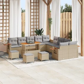 vidaXL Σετ Καναπέ Κήπου 14 pcs Μπεζ συνθετικό ρατάν