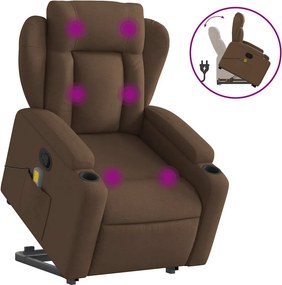 vidaXL Πολυθρόνα Μασάζ Ανακλινόμενη με Ανύψωση Καφέ Υφασμάτινη