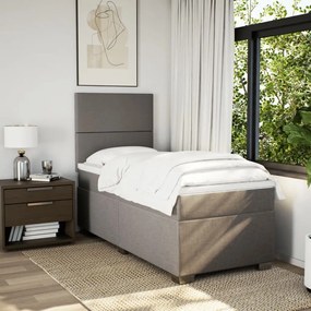 Κρεβάτι Boxspring με Στρώμα Taupe 90x190 εκ.Υφασμάτινο - Μπεζ-Γκρι