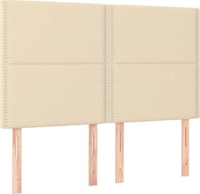 vidaXL Κρεβάτι Boxspring με Στρώμα Κρεμ 140x190 εκ. Υφασμάτινο