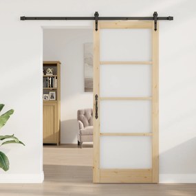 vidaXL Συρόμενη Πόρτα με Σετ Αξεσουάρ 86x211 εκ. Μασίφ Ξύλο Πεύκου