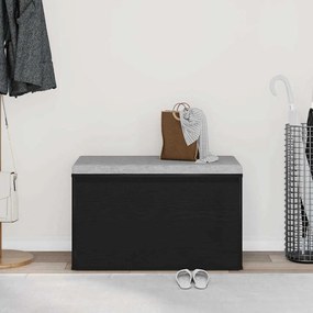 vidaXL παγκάκι με συρτάρι Μαύρο 80 x 40 x 45 εκ. Επεξεργασμένο ξύλο