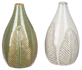 Βάζο "Palmblatt" Leaf Motif Κεραμικό Πράσινο Λευκό PU Pcs. Assorted H. 25 cm D. 13 cm