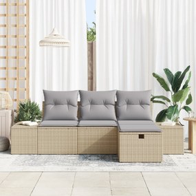 vidaXL 4 Τεμαχίων Σετ Καναπέ Κήπου με Μαξιλάρες Μπεζ Πολυρατάν
