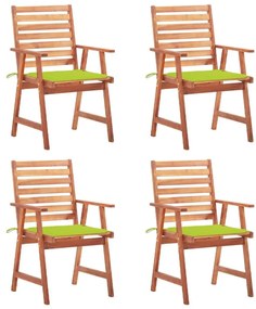Καρέκλες Τραπεζαρίας Εξ. Χώρου 4 τεμ. Ξύλο Ακακίας με Μαξιλάρια - Πράσινο