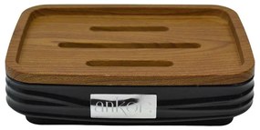 Σαπουνοθήκη Luna 830190 8,5x12x3,5cm Black-Natural Ankor Wood