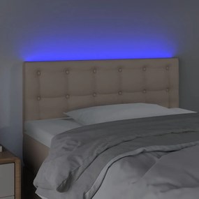 vidaXL Κεφαλάρι Κρεβατιού LED Καπουτσίνο 90x5x78/88 εκ. Συνθετ. Δέρμα