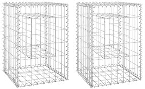 vidaXL Συρματοκιβώτια Στύλοι 2 τεμ. 40 x 40 x 60 εκ. Σιδερένιοι