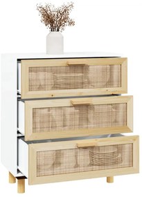 vidaXL Ντουλάπι Λευκό 60 x 30 x 70 εκ. από Μασίφ Πεύκο &amp; Φυσικό Ρατάν