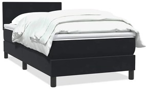 vidaXL Κρεβάτι Boxspring με Στρώμα Μαύρο 80x220 εκ. Βελούδινο