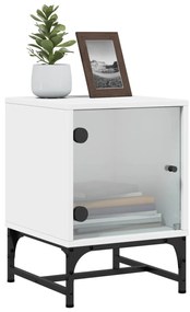 vidaXL Κομοδίνα 2 τεμ. Λευκά 35x37x50 εκ. με Γυάλινες Πόρτες