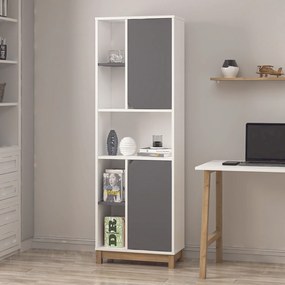 Βιβλιοθήκη Λευκό / Καρυδί RAEFRO 60x30x170