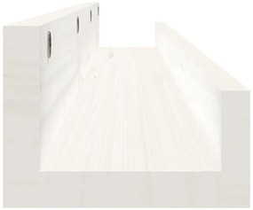 vidaXL Ράφια Τοίχου 2 τεμ. Λευκό 110x12x9 εκ. από Μασίφ Ξύλο Πεύκου