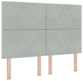 vidaXL Κρεβάτι box spring με στρώμα  σε ανοιχτό γκρι 160x200 εκ. βελούδο
