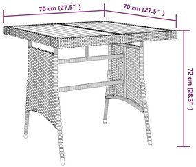 Τραπέζι Κήπου Μαύρο 70x70x72 εκ. Συνθετικό Ρατάν/Ξύλο Ακακίας - Μαύρο