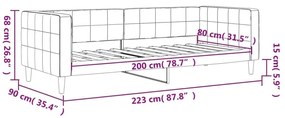 Καναπές Κρεβάτι Κίτρινος 80 x 200 εκ. Βελούδινος - Κίτρινο