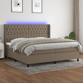 ΚΡΕΒΑΤΙ BOXSPRING ΜΕ ΣΤΡΩΜΑ &amp; LED TAUPE 200X200 ΕΚ. ΥΦΑΣΜΑΤΙΝΟ 3138585