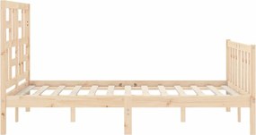 vidaXL Πλαίσιο Κρεβατιού με Κεφαλάρι από Μασίφ Ξύλο Double