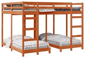 vidaXL Σκελετός Κουκέτας Τριών Επιπέδων Καφέ κεριού 160 x 200 cm