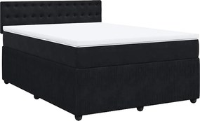 vidaXL Κρεβάτι Boxspring με Στρώμα Μαύρο 140x190 εκ. Βελούδινο