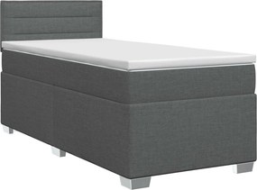 vidaXL Κρεβάτι box spring με στρώμα Σκούρο Γκρι 90 x 200 cm Ύφασμα