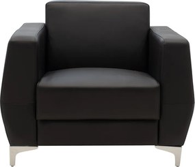 Πολυθρόνα Dermis pakoworld inox-τεχνόδερμα μαύρο 88x75x75εκ