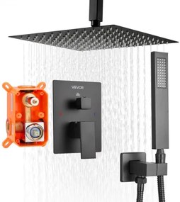 VEVOR Shower Faucet Set 12&quot; Square Rain Shower Head and Hand Set Matte Black