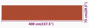 vidaXL Διαχωριστικό Βεράντας Πορτοκαλί 75 x 400 εκ. από HDPE