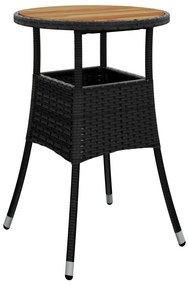 vidaXL Τραπέζι Κήπου Μαύρο Ø60 x 75 εκ. Συνθετικό Ρατάν/Ξύλο Ακακίας