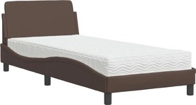 vidaXL Κρεβάτι με Στρώμα Dover Καφέ 80 x 200 εκ. Συνθετικό Δέρμα