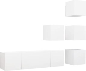 vidaXL Έπιπλα Τηλεόρασης Σετ 6 Τεμαχίων Λευκό από Μοριοσανίδα