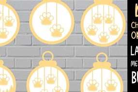 Σετ των 3 Intra απο ξύλο plywood 3mm-4mm πάχος Χριστουγεννιάτικο στολίδι Γάτα Μεταλλικό Τοίχο Δίασταση 8x8 cm INTRAFABR-97258446