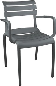 Πολυθρόνα Almea pakoworld στοιβαζόμενη pp ανθρακί 58x56x82εκ