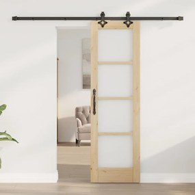 vidaXL Συρόμενη Πόρτα Καφέ 61 x 198.5 εκ. Ξύλο και μέταλλο
