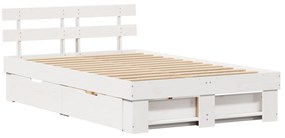 vidaXL Σκελετός Κρεβατιού Λευκό 140 x 190 cm Συμπαγές ξύλο πεύκου