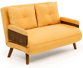 Διθέσιος Καναπές Κρεβάτι Μουσταρδί LACEN 78x120x82