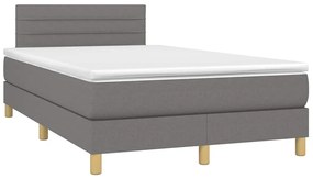 vidaXL Κρεβάτι Boxspring με Στρώμα & LED Σκ.Γκρι 120x190εκ. Υφασμάτινο
