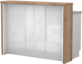 Πάγκος νησίδας Raval-Μήκος: 135 εκ.-Λευκό γυαλιστερό-Pacific Wallnut