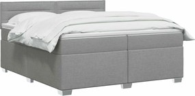 vidaXL Κρεβάτι Box Spring με Στρώμα και LED Ανοιχτό γκρι 200 x 200 cm