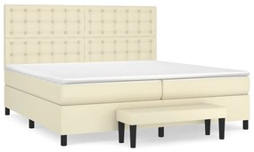 vidaXL Κρεβάτι Boxspring με Στρώμα Κρεμ 200x200 εκ. Συνθετικό Δέρμα