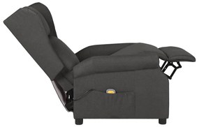 vidaXL Πολυθρόνα Μασάζ Σκούρο Γκρι Υφασμάτινη