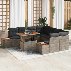 vidaXL Σέτ φαγητού για κήπο 9 pcs Γκρι, Καφέ 100 x 55 x 73 εκ