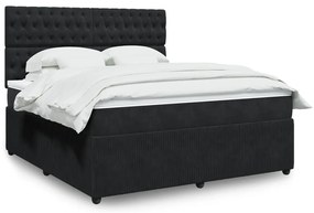 vidaXL Κρεβάτι Boxspring με Στρώμα Μαύρο 180x200 εκ. Βελούδινο