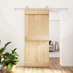 vidaXL Συρόμενη Πόρτα Φυσικό και Λευκό 90 x 210 cm