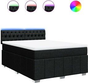 vidaXL Κρεβάτι Boxspring με Στρώμα Μαύρο 140x190 εκ. Υφασμάτινο